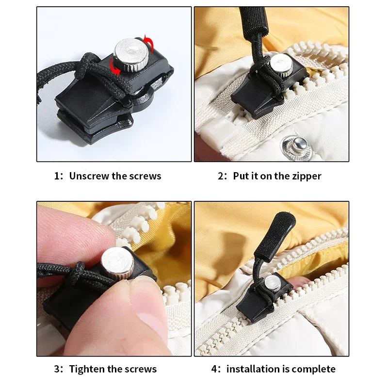 Universal Zipper Repair Kit Quick Instant Detachable Zipper Head Replacement Slider Pull for Jacket Bags Coat Free Sewing