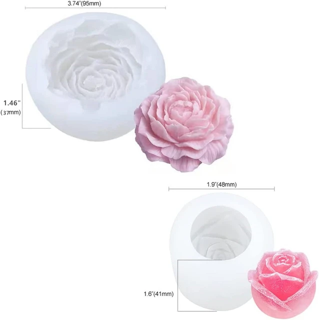 Silicone Candle Mold, 2pcs 3D Peony Flower Candle Soap Mould, Cake Fondant  Chocolate Mold, Epoxy Casting Resin Mould Plaster Clay Baking Pastry Tools  