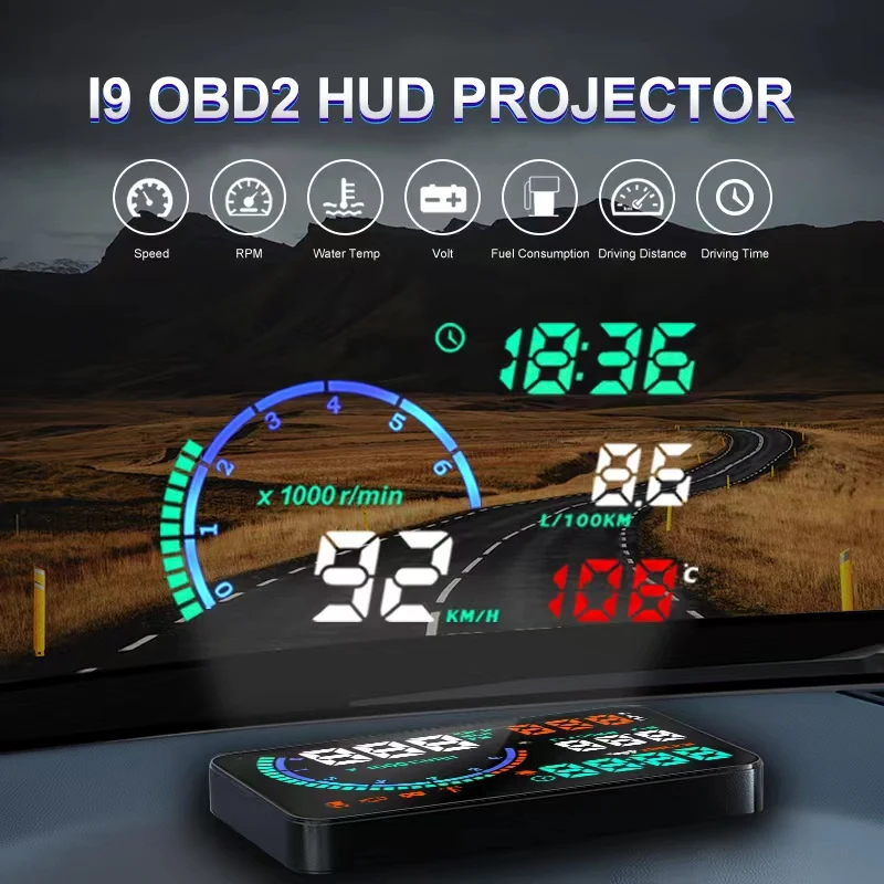 i9 Hud Head Up Display Windshield Projector Car Gadgets Obd2