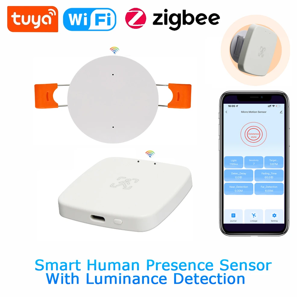 Smart Life Zigbee Human Presence Detector Tuya Wifi MmWave Radar Pir Montion Sensor With