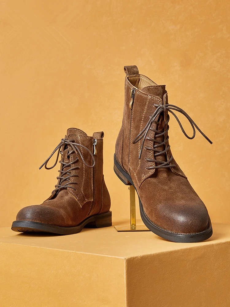 Men's High End Suede Leather Retro Ankle Boots American Vintage