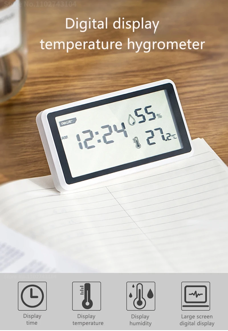 Xiaomi Electronic Thermometer Hygrometer Weather Station with Table Clock Function description image