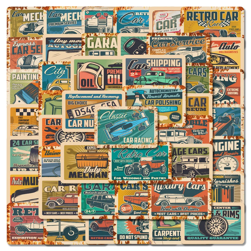 

10/30/54PCS Vintage Retrofit Racing Car Stickers Posters PVC Waterproof Suitcase Laptop Motorcycle Bike DIY Cool Graffiti Decals
