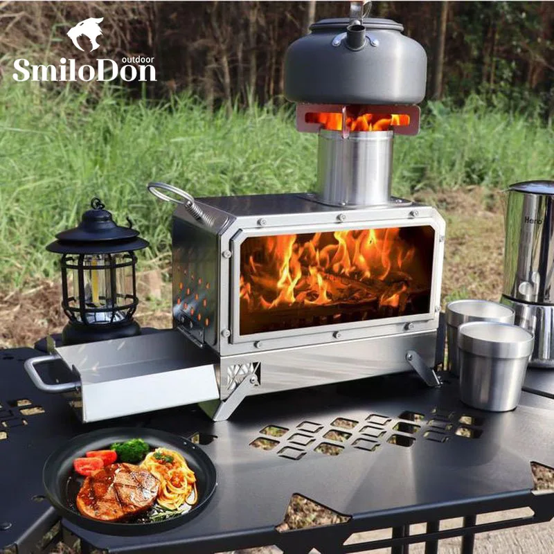 

SmiloDon Portable Firewood Stove Stainless Steel Outdoor Fire Wood Heater Stove Picnic Hiking Camping Wood Burner Stove Tourism