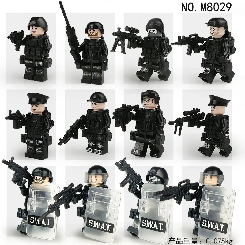 132개 가방 1620개 시티 블랙 인형 무기 군경 피규어 어린이 블록 군인 장난감