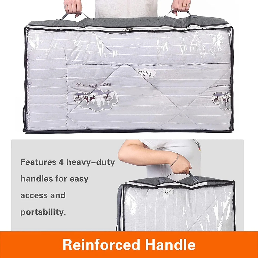 4Pack 90L Under Bed Storage Containers, Closet Organizers, Foldable Underbed Storage Bags for Blankets, Comforter, Sweaters 4