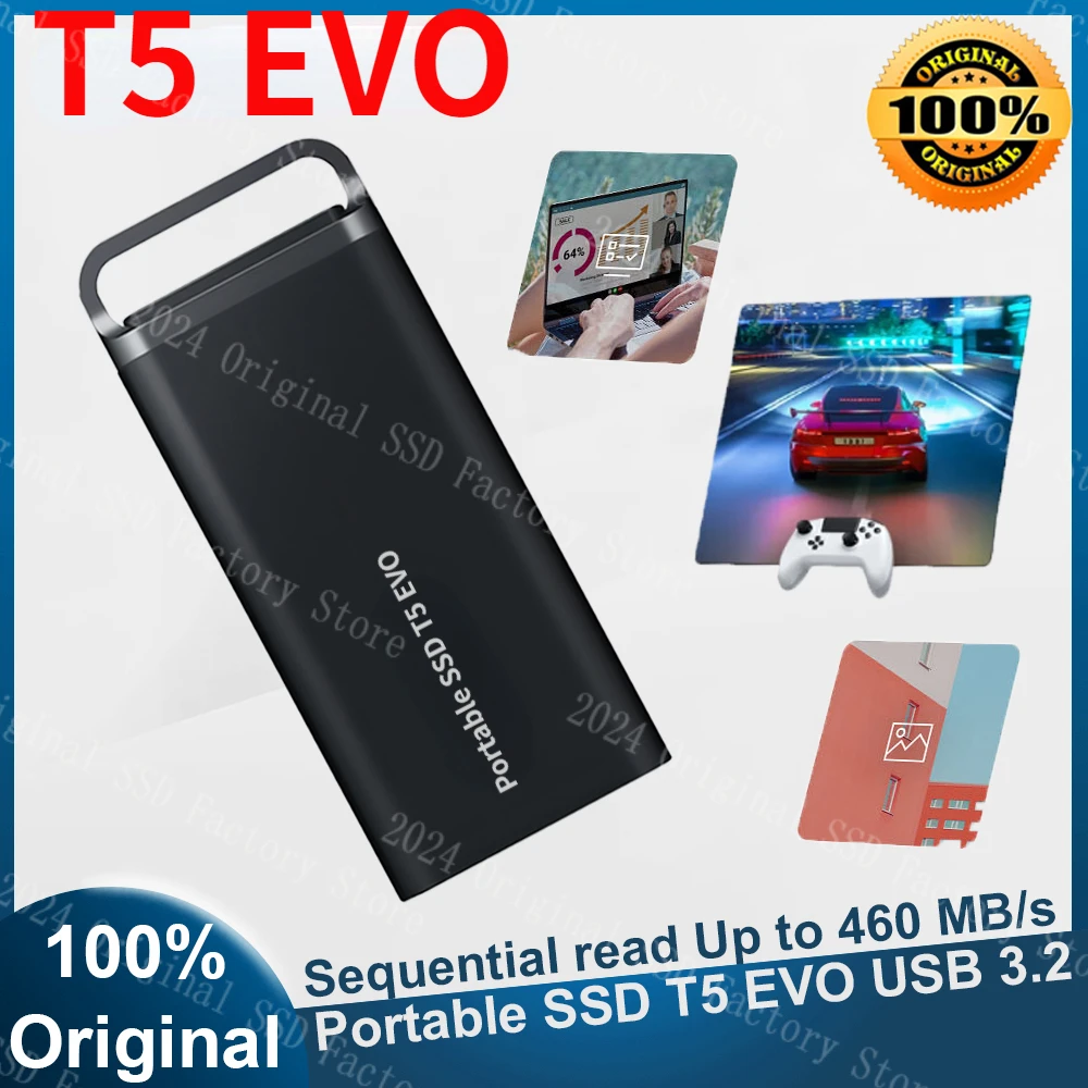 

original PSSD T5 EVO USB 3.2 2TB 4TB 8TB Solid State Drive Portable SSD speeds Up to 460 MB/s Original for Mac PC Desktop Laptop