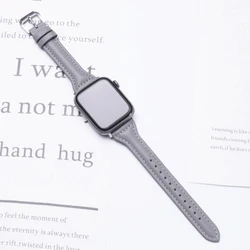 Elegant Slim Leather Strap for Women - Compatible with Apple Watch Series (Gray 04)