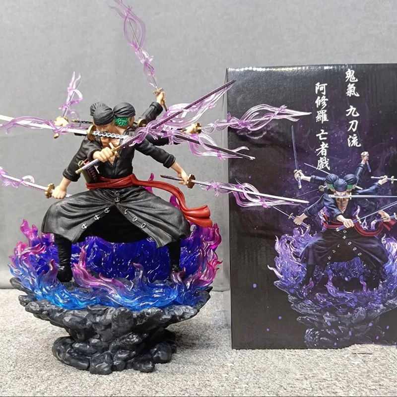 

30cm Anime One Piece Figures Roronoa Zoro GK Blood Bath Three Head Action Figures PVC Collection Model Toys Birthday Gifts
