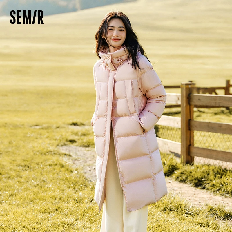 Semir Down Jacket Women Long Length Three-Proof Versatile 2024 Updated Winter New Loose Hooded Coat Simple Down Jacket 2