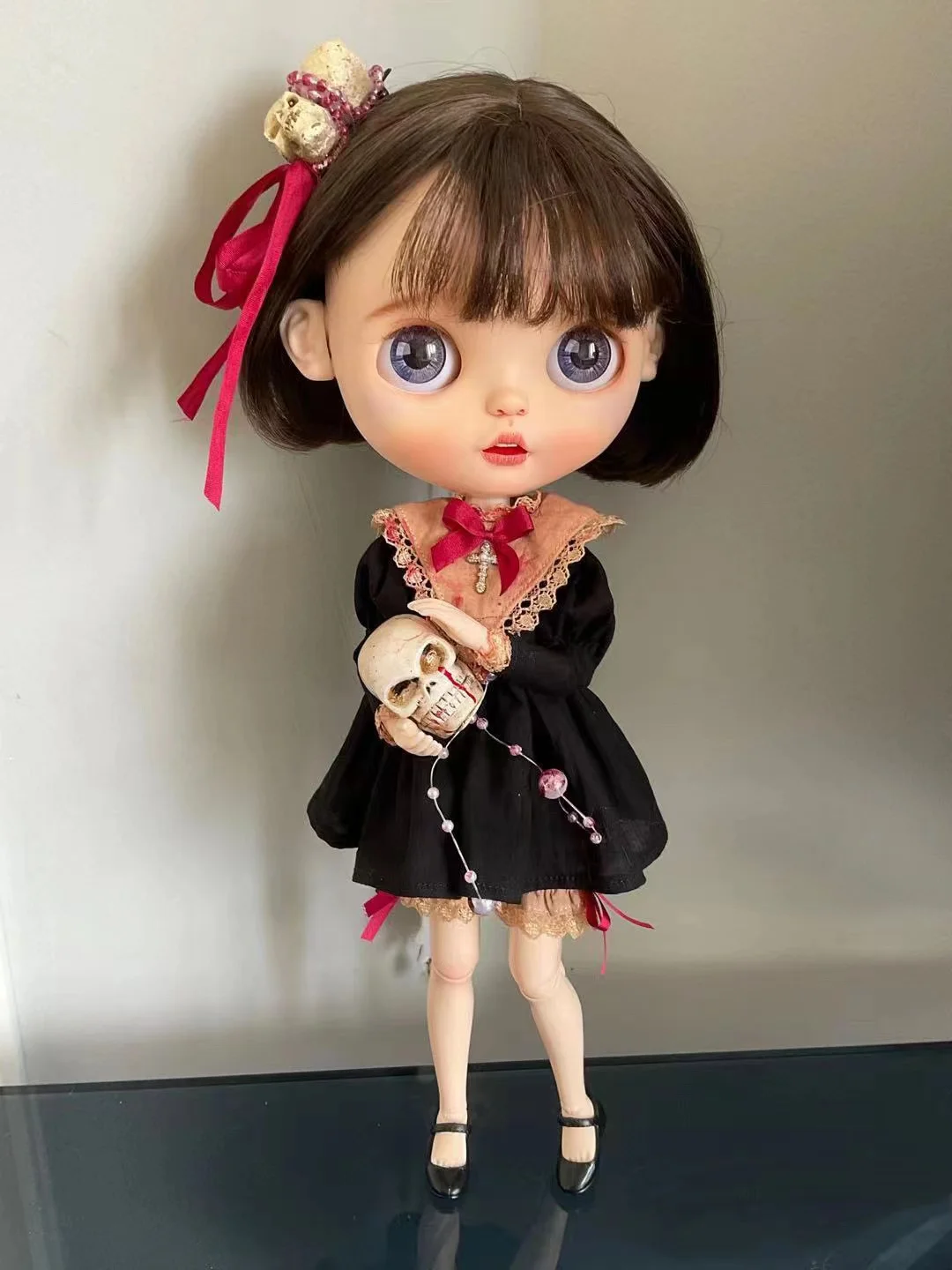 Bjd Blythe Clothes Gonna Nera Macchiata Di Sangue Scheletro Scuro 1/6 30Cm Bambole Blythe (Pullip Fit, Ob24,Ob22, Monst, Holala, Licca)