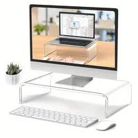 1pc Acrylic Monitor Notebook Holder, Transparent Height Increasing Shelf Storage Rack, Home Use Display Stand 1