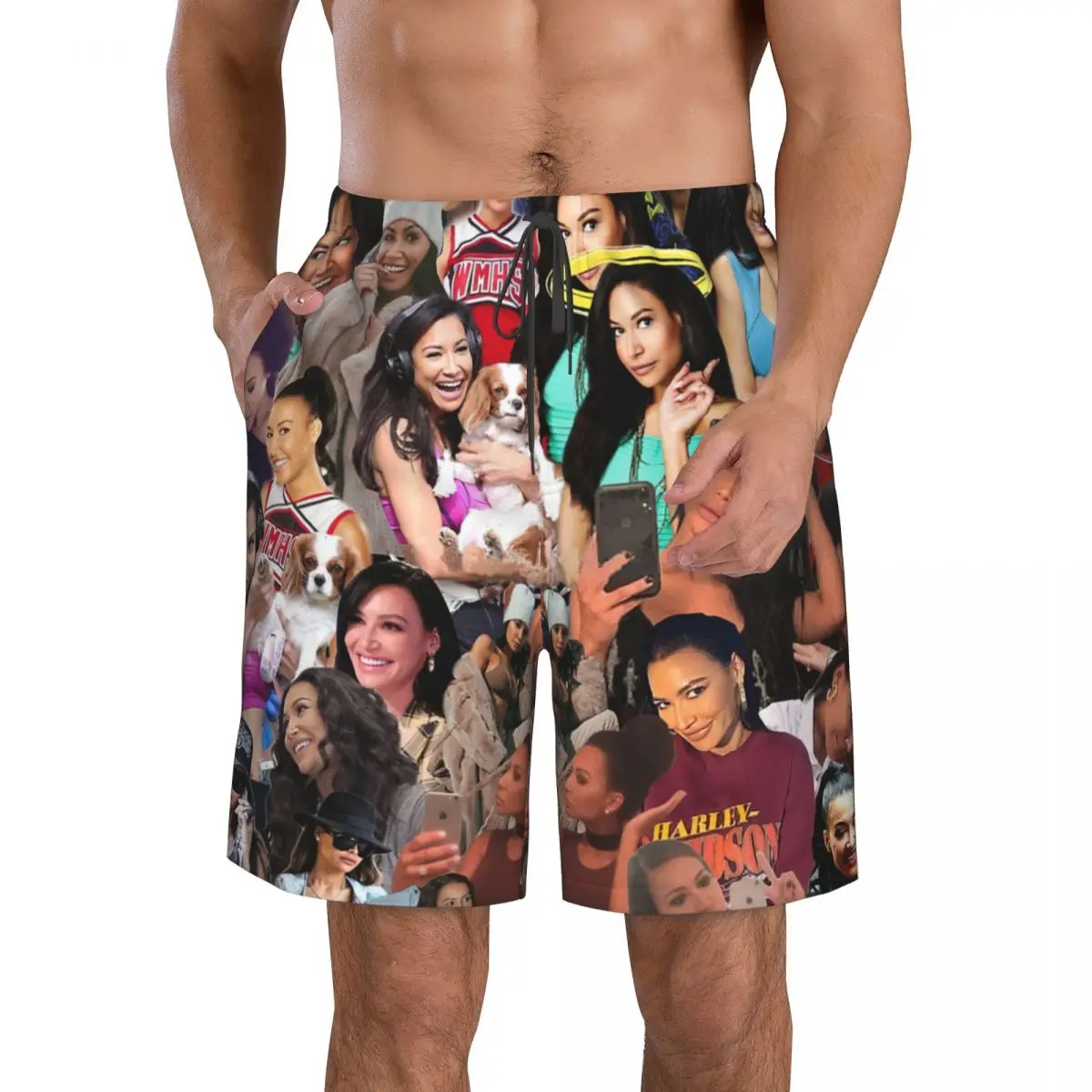 

Naya Rivera Photo Collage Men's Beach Shorts Fitness Quick-drying Swimsuit Funny Street Fun 3D Shorts