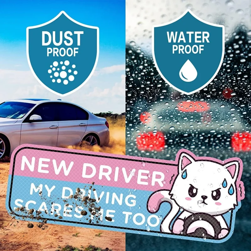 

4pcs Cartoon Cat Student Driver Car Magnet Cute New Sign for Reflective Sticker Gift Teen Reusable Bumper Safety
