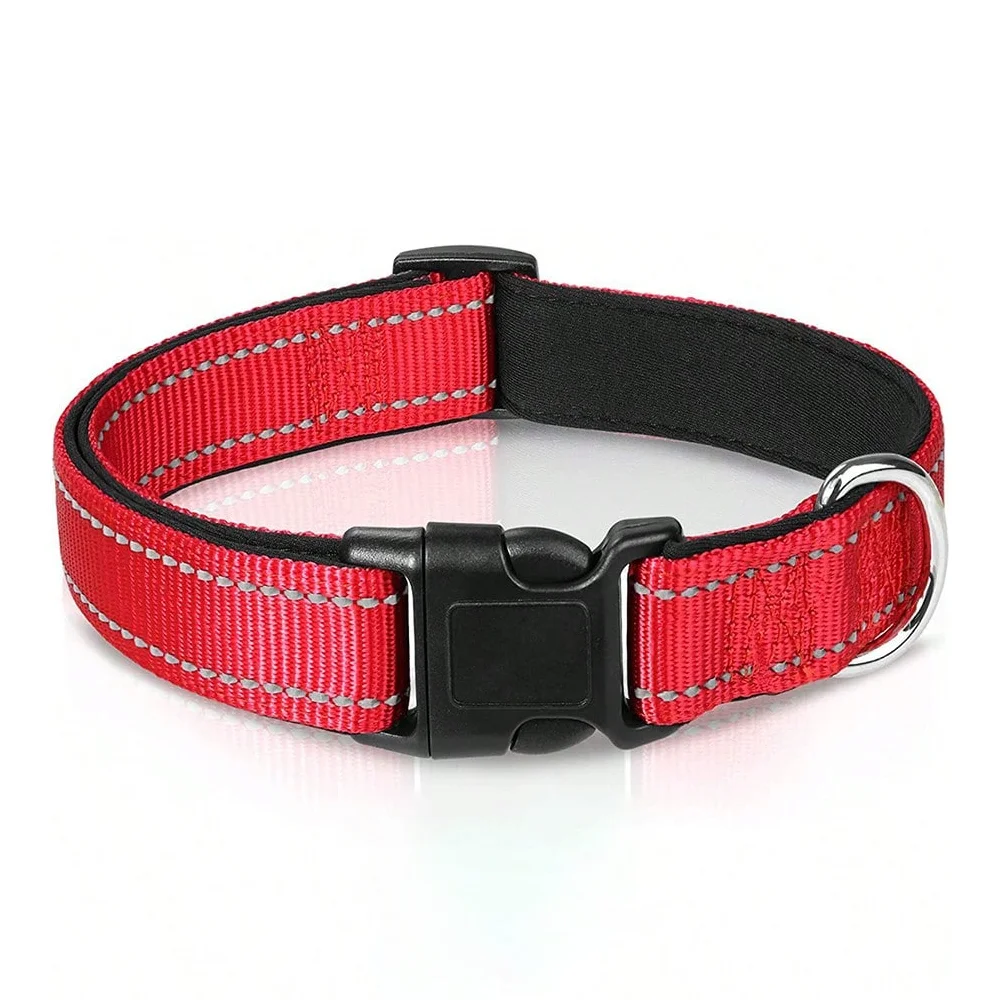 thumbnail image 1 of Collar reflectante para perros, suave, acolchado, transpirable, con rayas de seguridad, ajustable, bonito collar para cachorros, para perros pequeños, medianos y grandes, 1 of 5