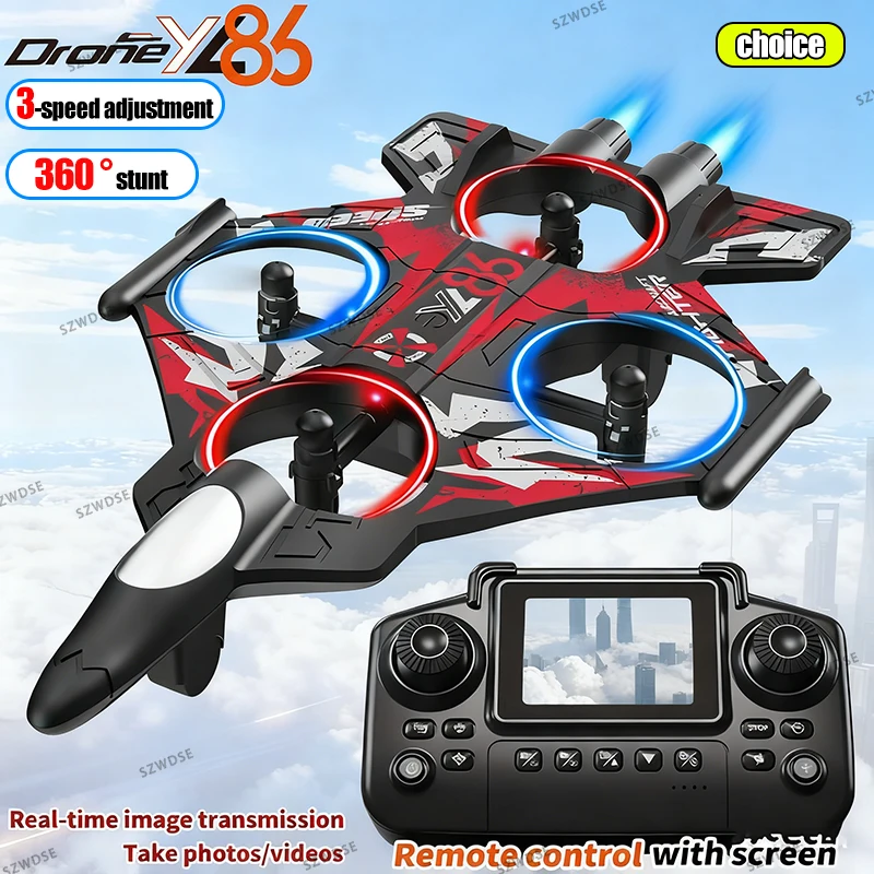 2026 YL86 RC Plane With Camera Helicopter Aircraft Rolling at 360 °Fighter Hover at fixed height Foam Glider RC Drones Toys Gift