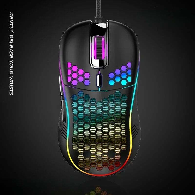2.4G Wireless Gaming Mouse RGB Lighting Charging Mouse with Adjustable DPI Ergonomic Honeycomb Design for Desktop Laptop