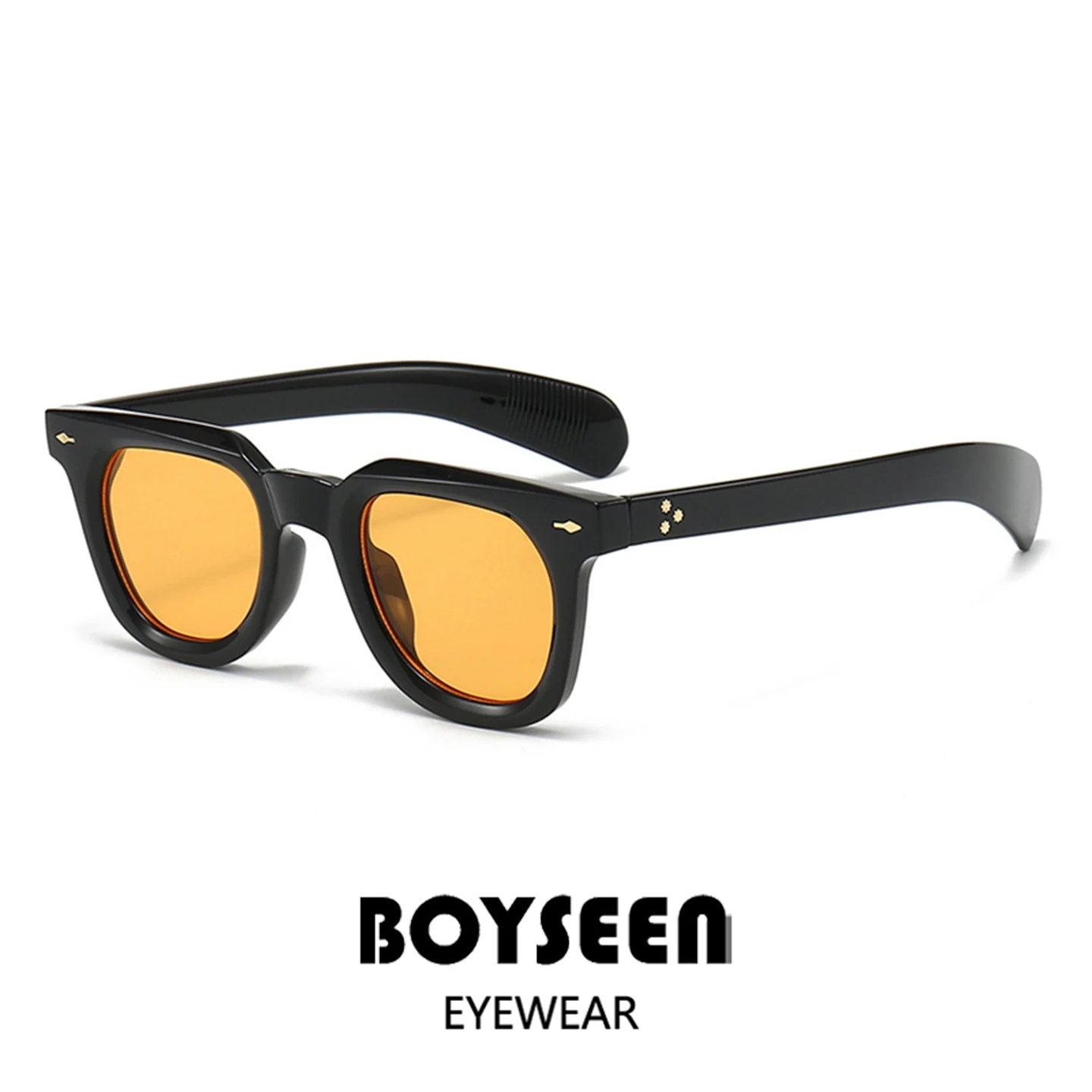 Orangefarbene Sonnenbrille für Herren, quadratisch, zum Fahren, Sonnenbrille im Hip-Hop-Stil, UV400