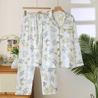 2026 New Spring and Autumn Women's Pajama Set 100% Cotton Crepe Long Sleeve Long Pants Two Piece Home Clothes Sleepwear Ladies - Image 5