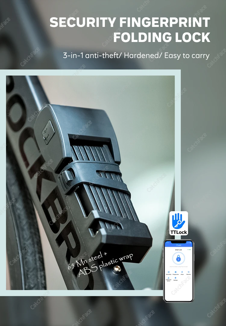 Waterproof Bluetooth APP Control Bicycle Folding Lock Smart Bike Lock with TTloc