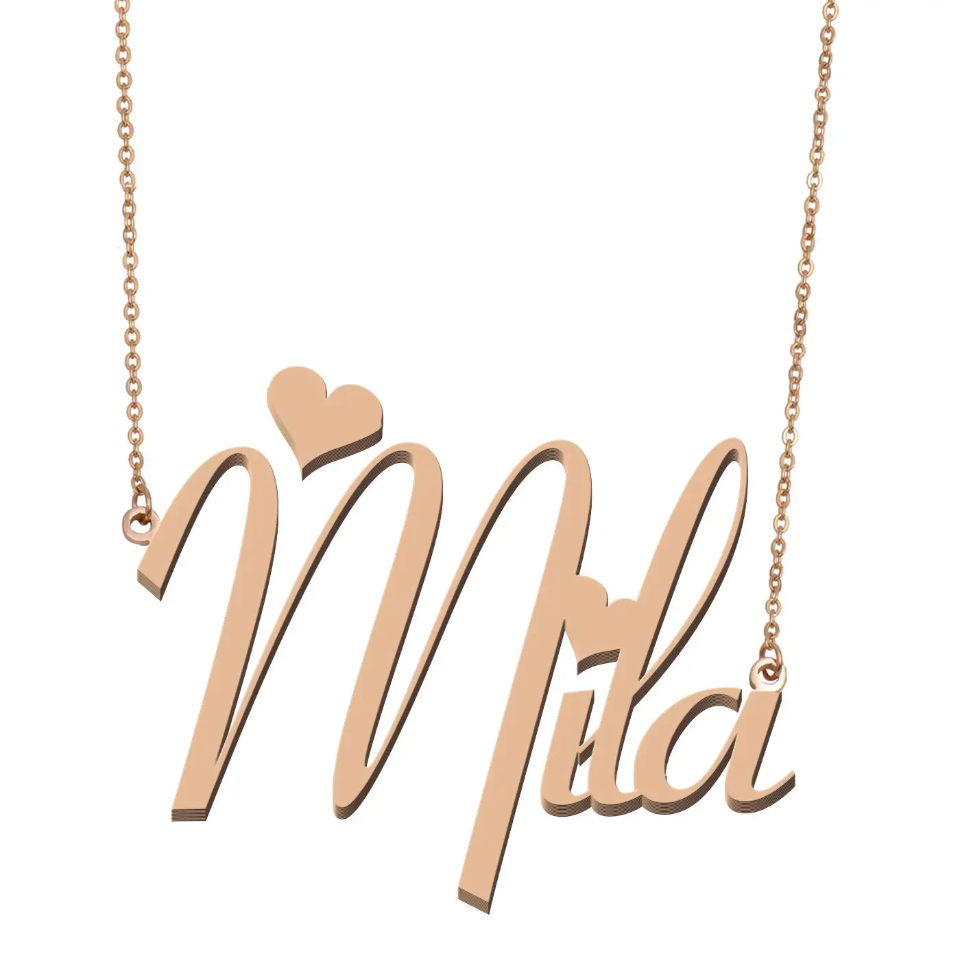 

Mila Name Necklace Women Nameplate Pendant Stainless Steel Girls Best Friends Birthday Wedding Christmas Mother Gift
