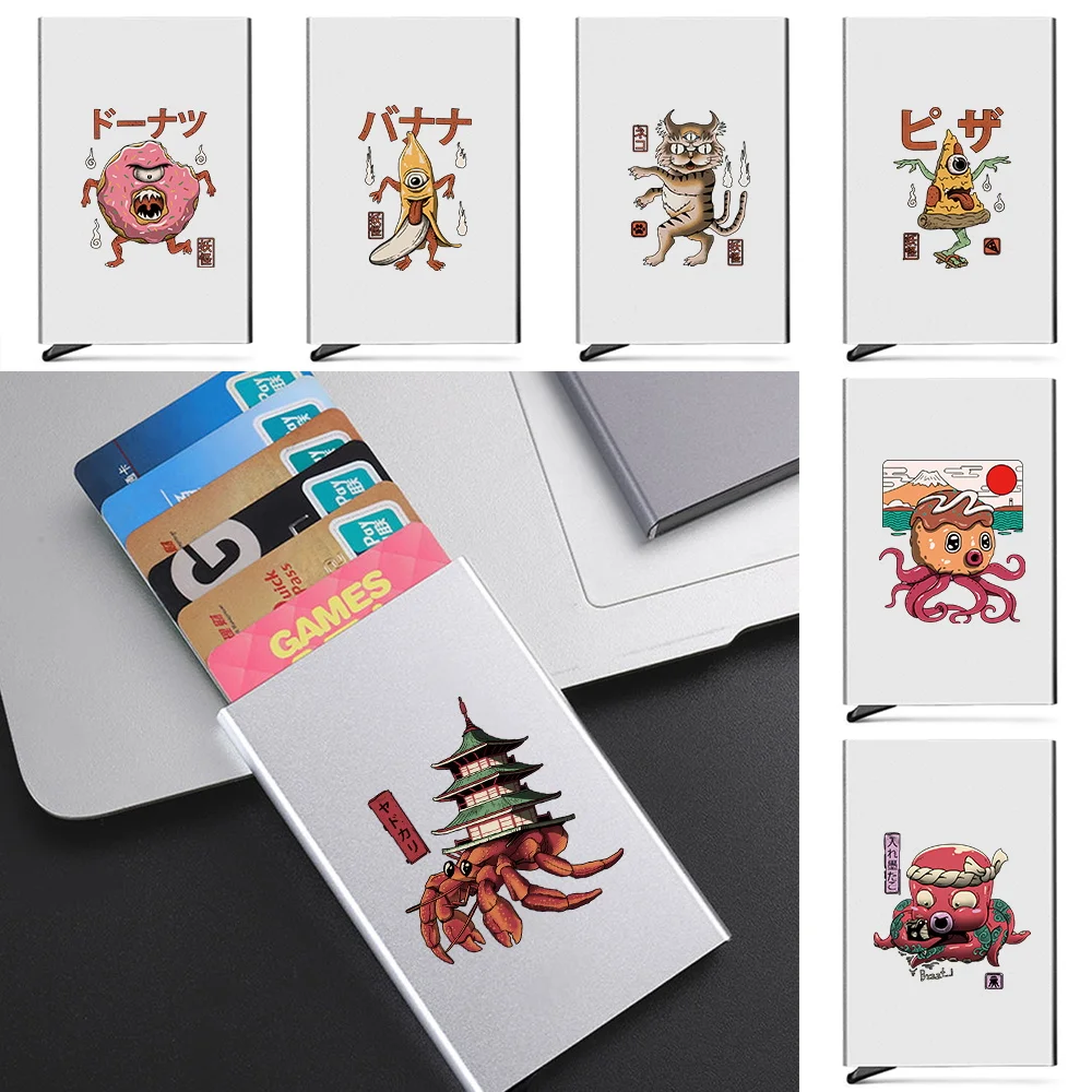 

Mini ID Credit Men's Card Holder Cute Monster Print Brand Luxury Wallet Anti Rfid Blocking Protected Magic Slim Money Case 2023