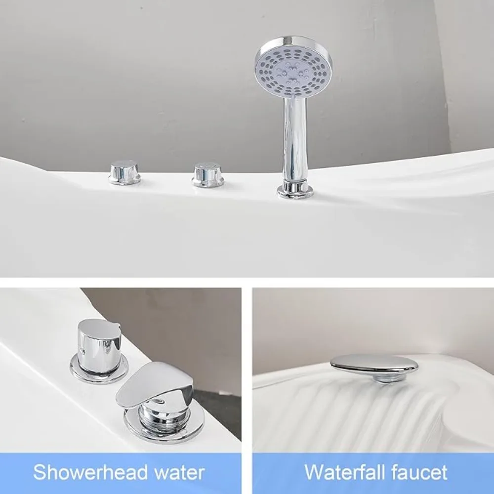 Spa bathtub, two person jet bathtub with water jet device, soaking bathtub with hydraulic massage and chromotherapy 3