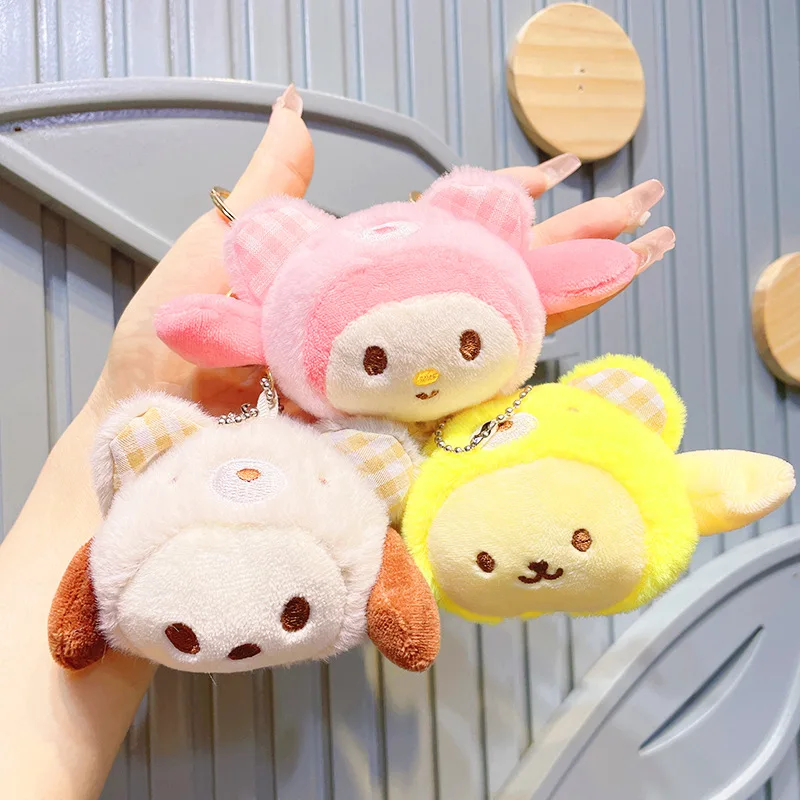 

Брелок для ключей Sanrio Kuromi, плюшевый брелок с милой плюшевой куклой