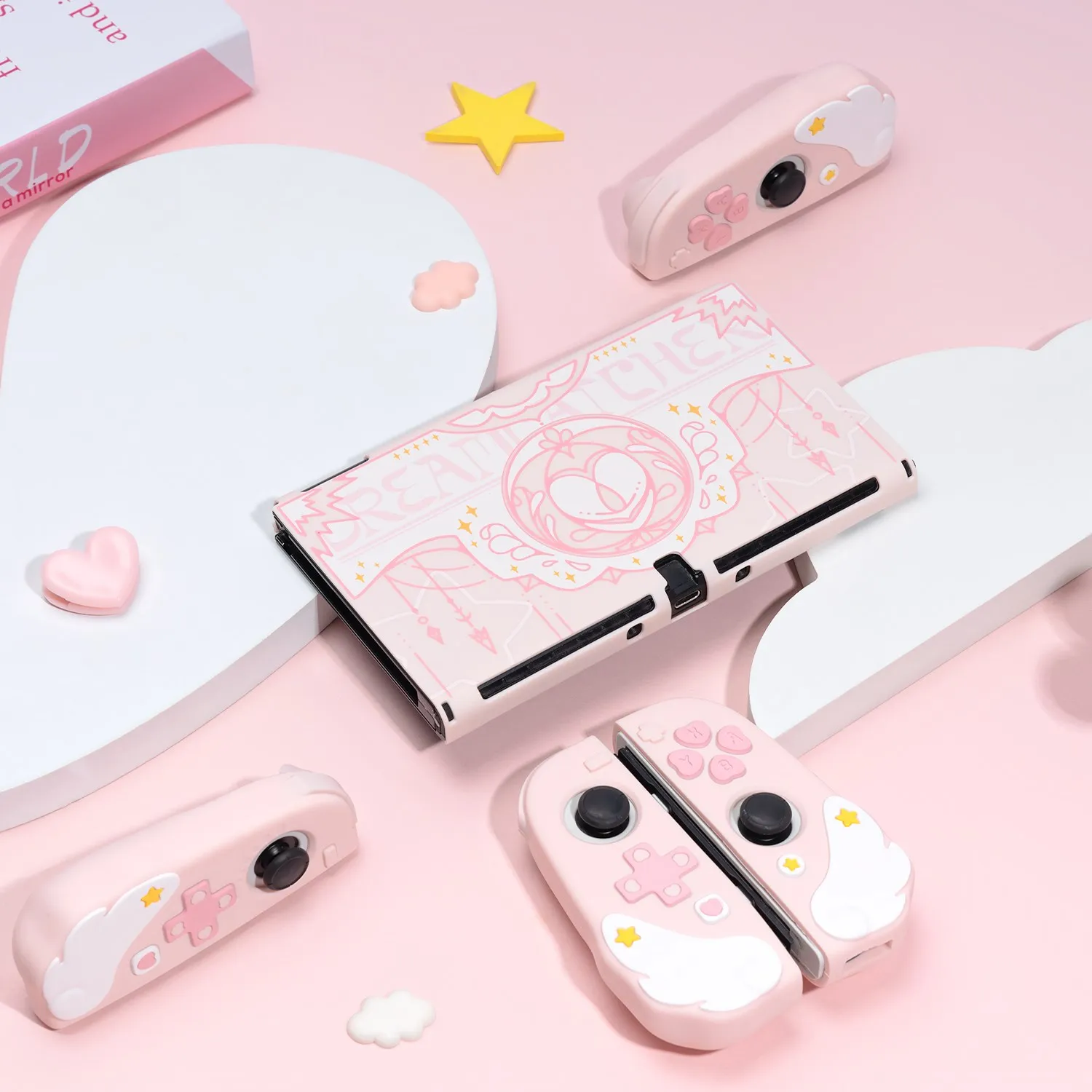 Geekshare Star Wing Series Custodia Protettiva Rosa Custodia Per Il Trasporto Custodia Per Mouse Grande Per Nintendo Switch Oled Joy Con Gift