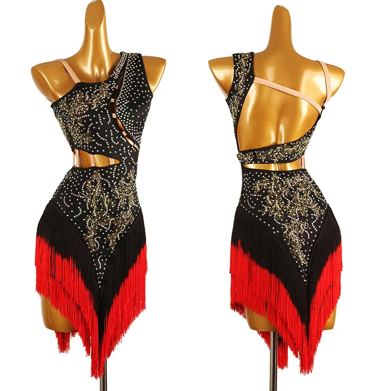 

High End Latin Dance Performance Dress For Women Sexy Backless Gradient Tassels Practice Clothes Female Latin Costumes DQL9138