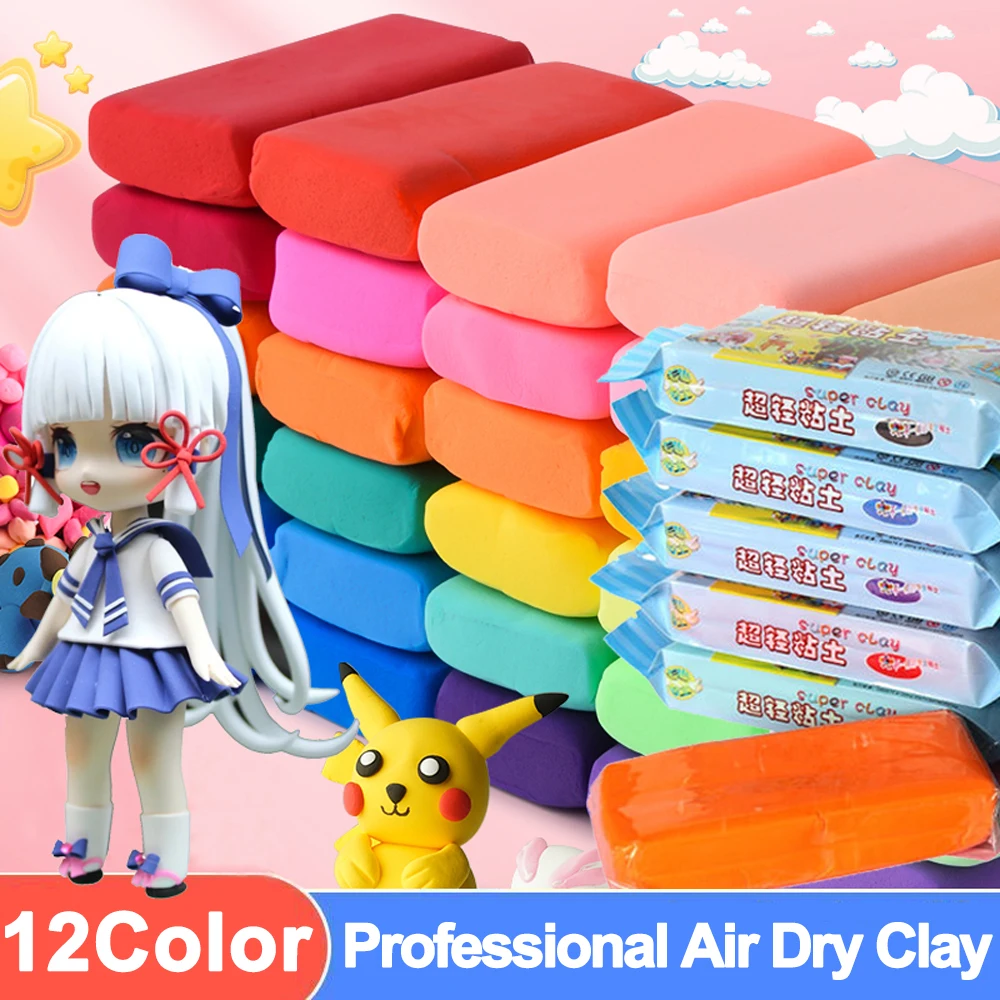 

Professional Clay Air Dry Clay Polymer Clay Modeling Clay Super Light Clay Soft Clay Anime Figures Clay White Clay 12 Color Set