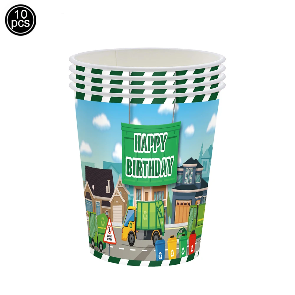 Trash Truck Birthday Party Decorations Kit - Includes Backdrop, Cake Topper, Plates, Cups, Balloons & More For Garbage Truck Theme