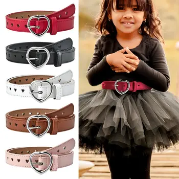 Children Peach Heart Buckle Belt Cute Fashionable Waistband Love Heart Eyelet Decoration Waist Belt 1