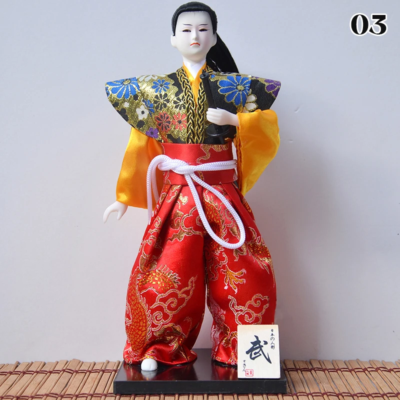 Japanese Samurai and Ninja Figurine Collection with Traditional Kimono Decor