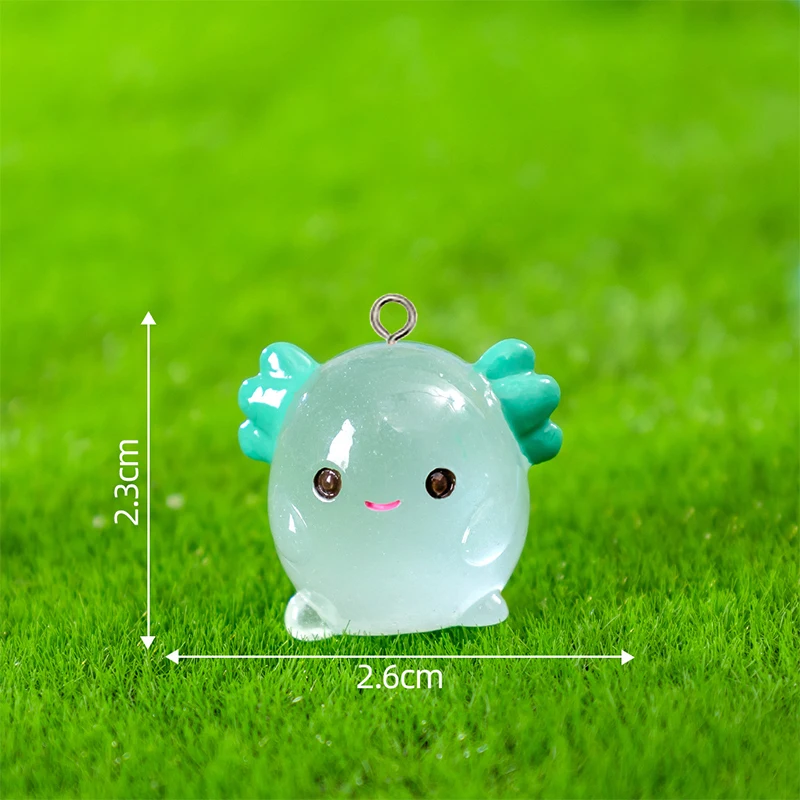 10Pcs Kawaii Luminous Hexaceratops Doll Resin Charms Cute Animals Crafts Pendants for DIY Keychain Jewelry Making Findings