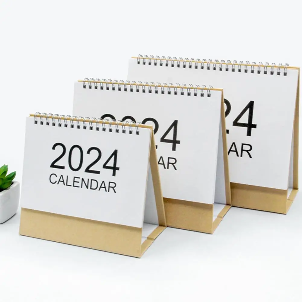 

2024 Desk Calendar Mini Stand-up Flip-top Design Event Marking Easy-to-read Convenient Mini Calendar