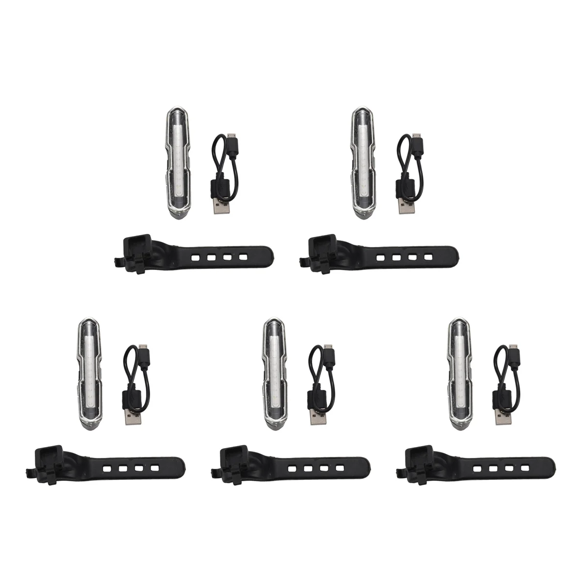 BAAU 5X LED Bike Tail Light Red & Blue USB Rechargeable Waterproof Super Bright Multipurpose Emergency Light
