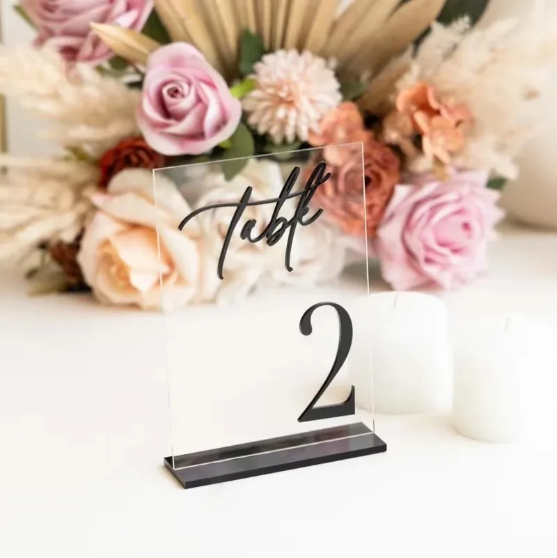 Frosted Acrylic Table Numbers 3D Silver Mirror Table Signs Wedding Decor Wedding Signage Desktop Sign