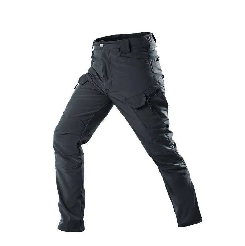 thumbnail image 1 of Pantalones de carga IX7 IX9 para hombre, pantalón táctico para caminar, entrenamiento táctico, piel de tiburón, carcasa suave, resistente al viento, impermeable, de felpa gruesa, 1 of 5