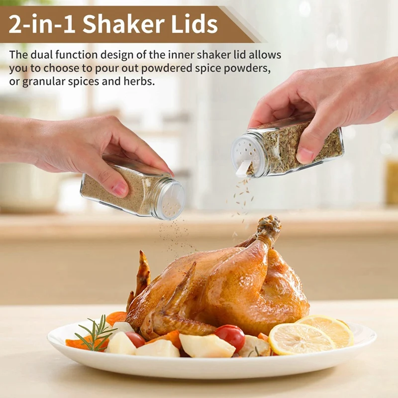 Spice Jars With Label, 24 Pcs Glass Spice Jars 4Oz Seasoning Organizer, Empty Square Containers Bottles