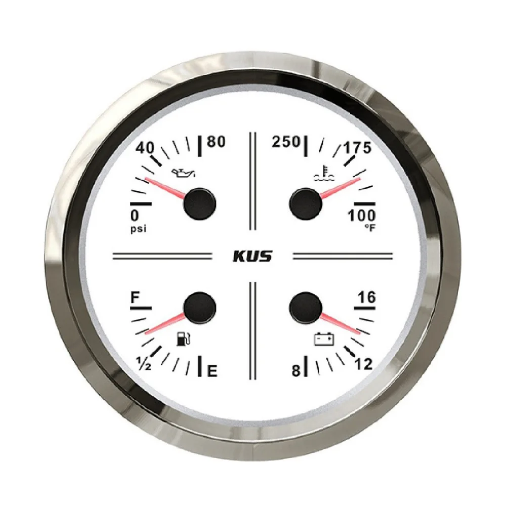 KUS 110mm 4-in-1 계기판 오일 레벨, 전압, 오일 압력, 수온 측정기, 자동차 공통 부품