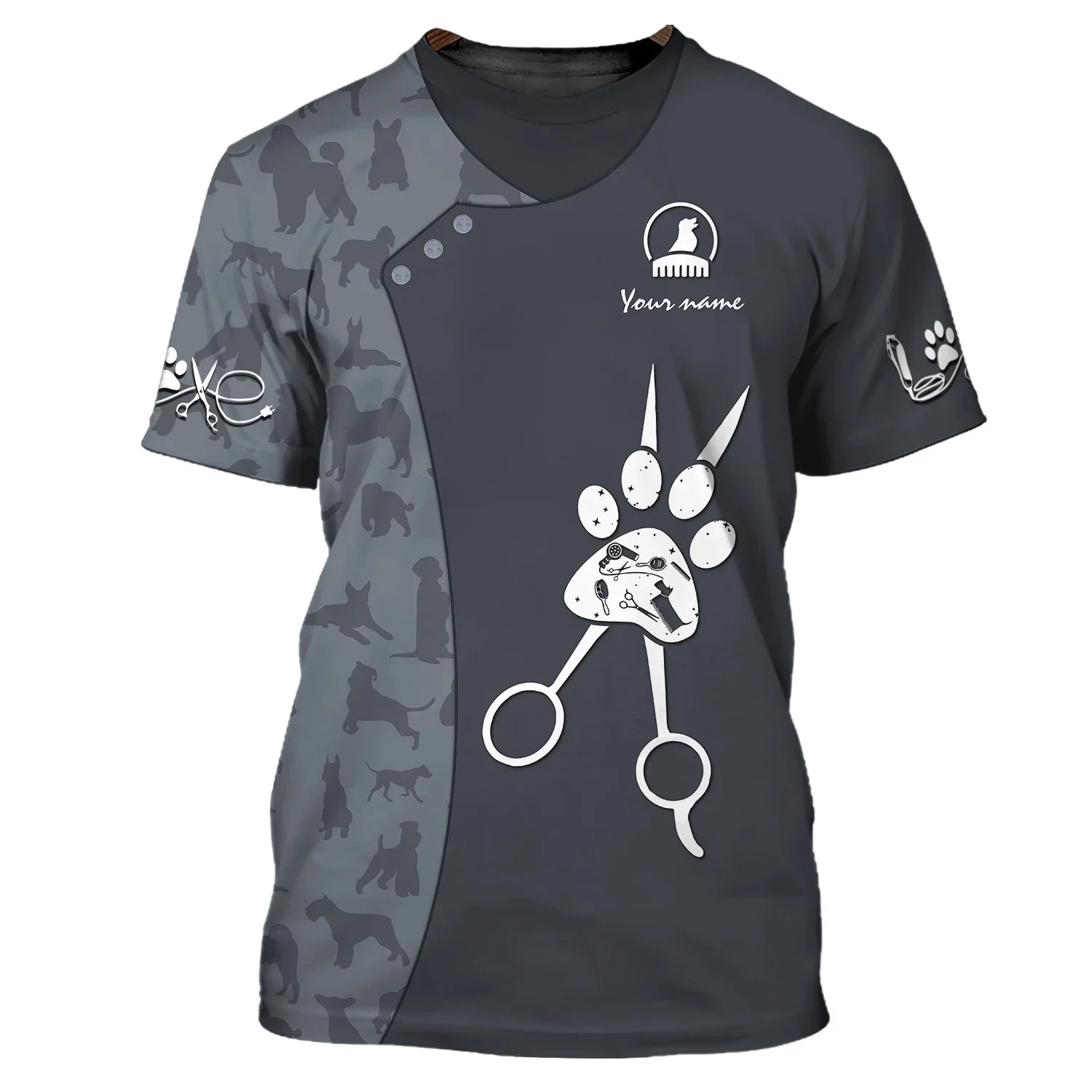 Sommer Mode herren t-shirt Pfote Hund Groomer Hund Barber Personalisierte 3D Gedruckt Unisex T-shirt straße Casual sport T-shirt DW175 – Detail 34