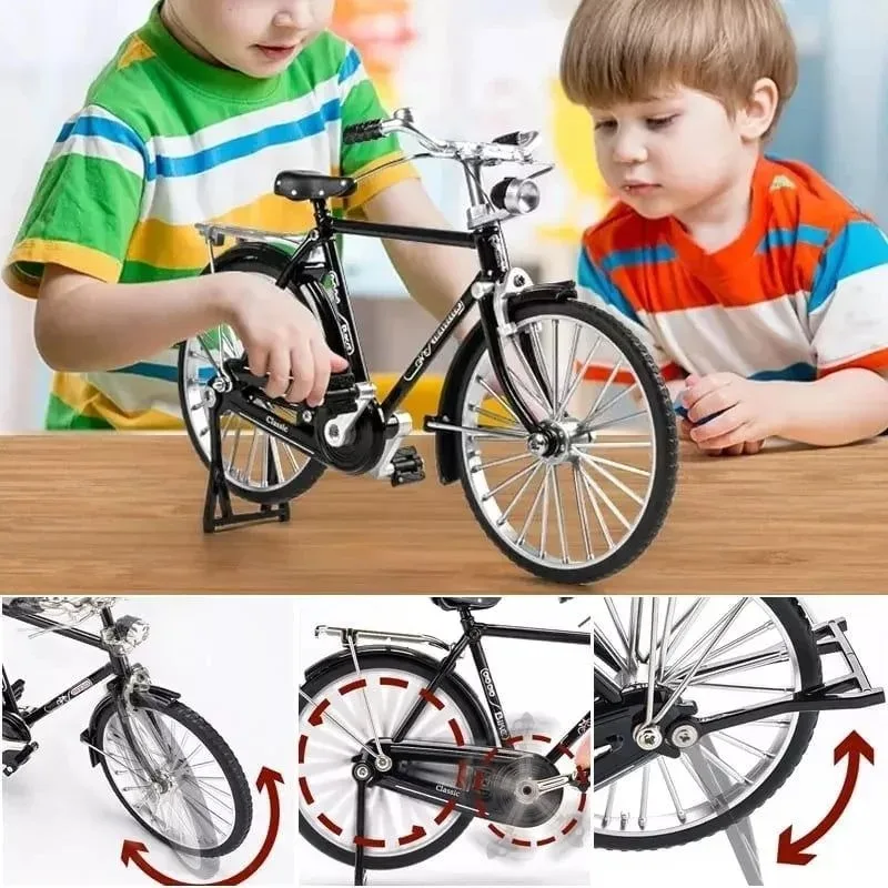 DIY 레트로 자전거 모델 장식 합금 미니 자전거 슬라이딩 조립 버전 컬렉션, 어린이 애널 조립 장난감 선물