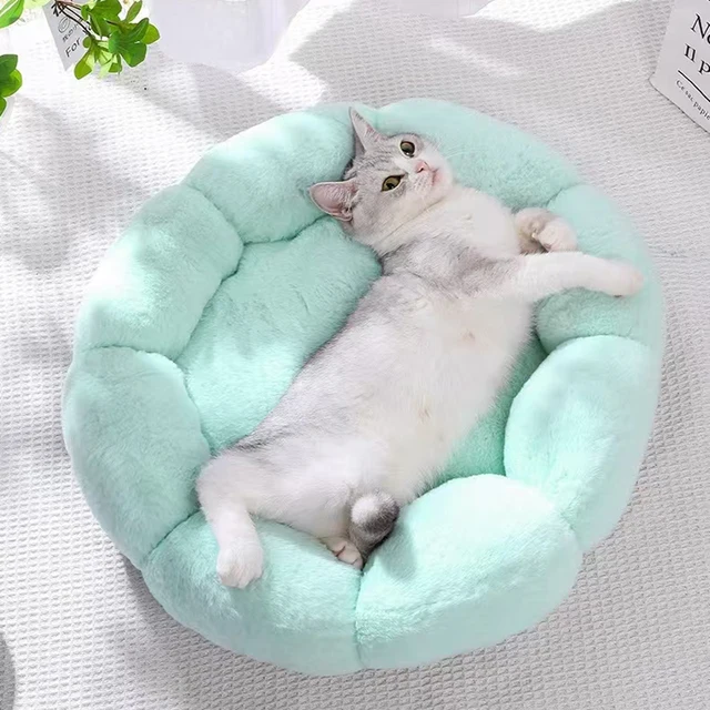 Soft Plush Pet Cat Nest Flower Cat Nest Cat Winter Warm Plush Cat Nest Four Seasons Dog Nest Cat Bed Cat Dog Mat Pet Supplies