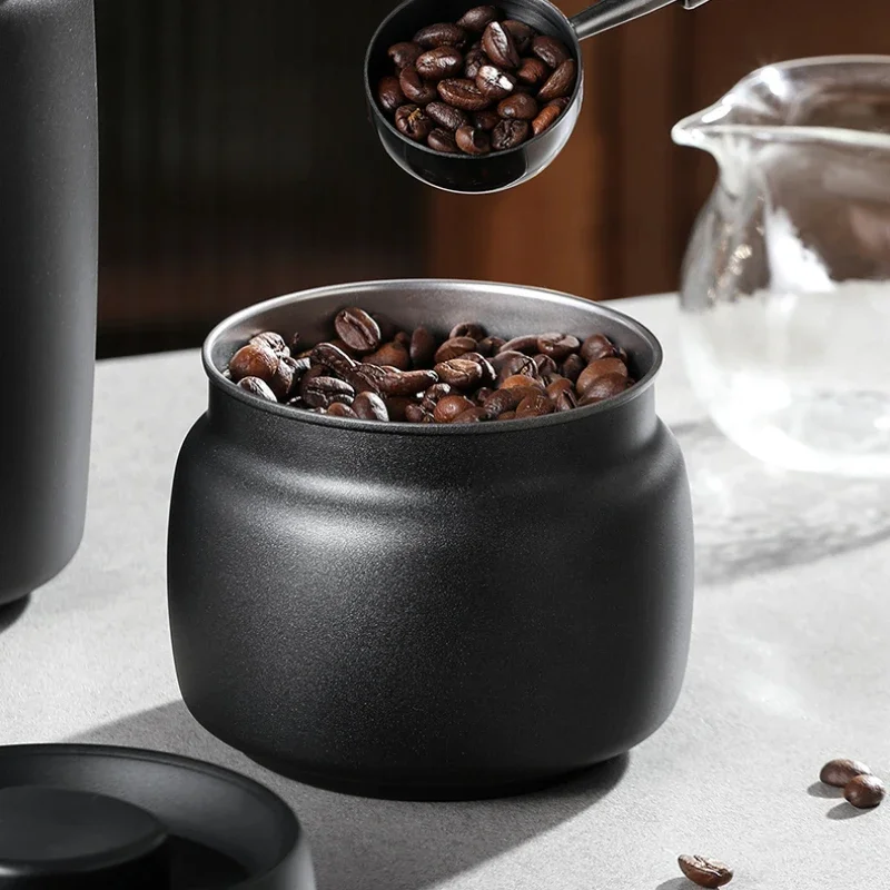 Storage Jar Stainless steel tea sealed jar Moisture-proof household tea storage jar press vacuum high-grade coffee bean sealed