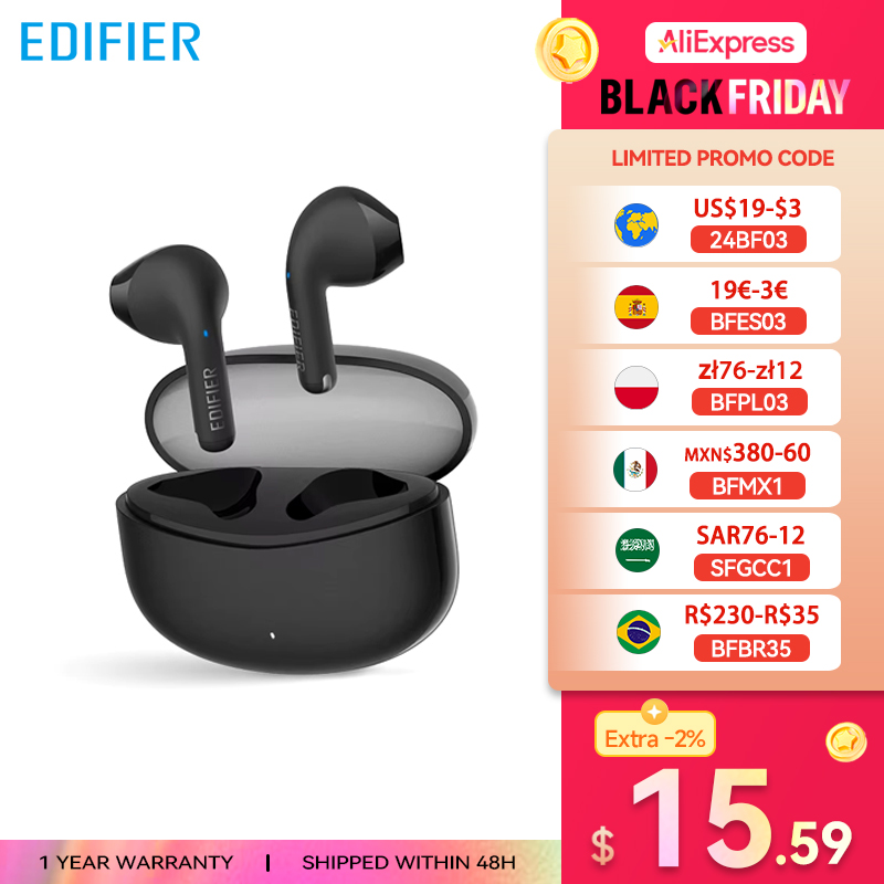 Edifier X2s TWS Bluetooth Earbuds True Wireless Earphone Bluetooth 5.3 13mm Driver Strong Bass Lightweight Design 26hrs Playtime