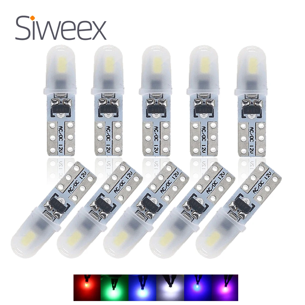 Led Car Bulbs 10 Pcs T5 Auto Dashboard Lights 2 3014 SMD Reading Instrument Panel 12V DC