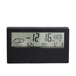 Multifunctional LED Temperature & Humidity Weather Station with Alarm Clock (Black)