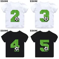 Football Number Bow Print Funny Boys Clothes 1 2 3 4 5 6 7 8 9 Years Birthday Soccer Cartoon Kids T shirt Baby Girls T-Shirts 1