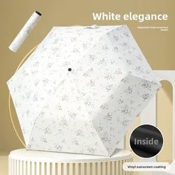 Compact Ultra - Light Umbrella with Black UV Protection Coating for Dual Rain and Sun Use (WT)